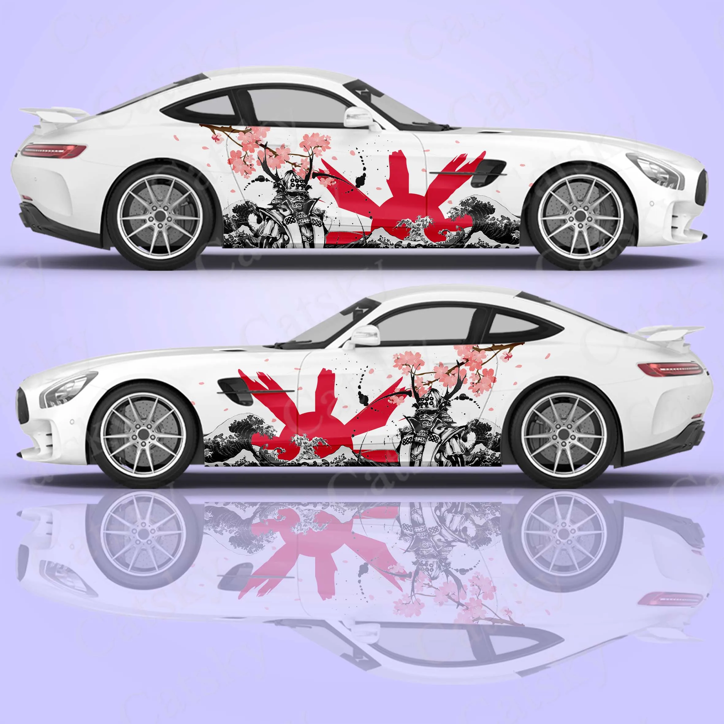 Наклейка на автомобиль в стиле Самурайского Японского искусства С Рисунком Логотипа, Боковая Обертка Автомобиля, Боковая графика Sakura Wave, Наклейка на автомобиль . ' - ' . 0
