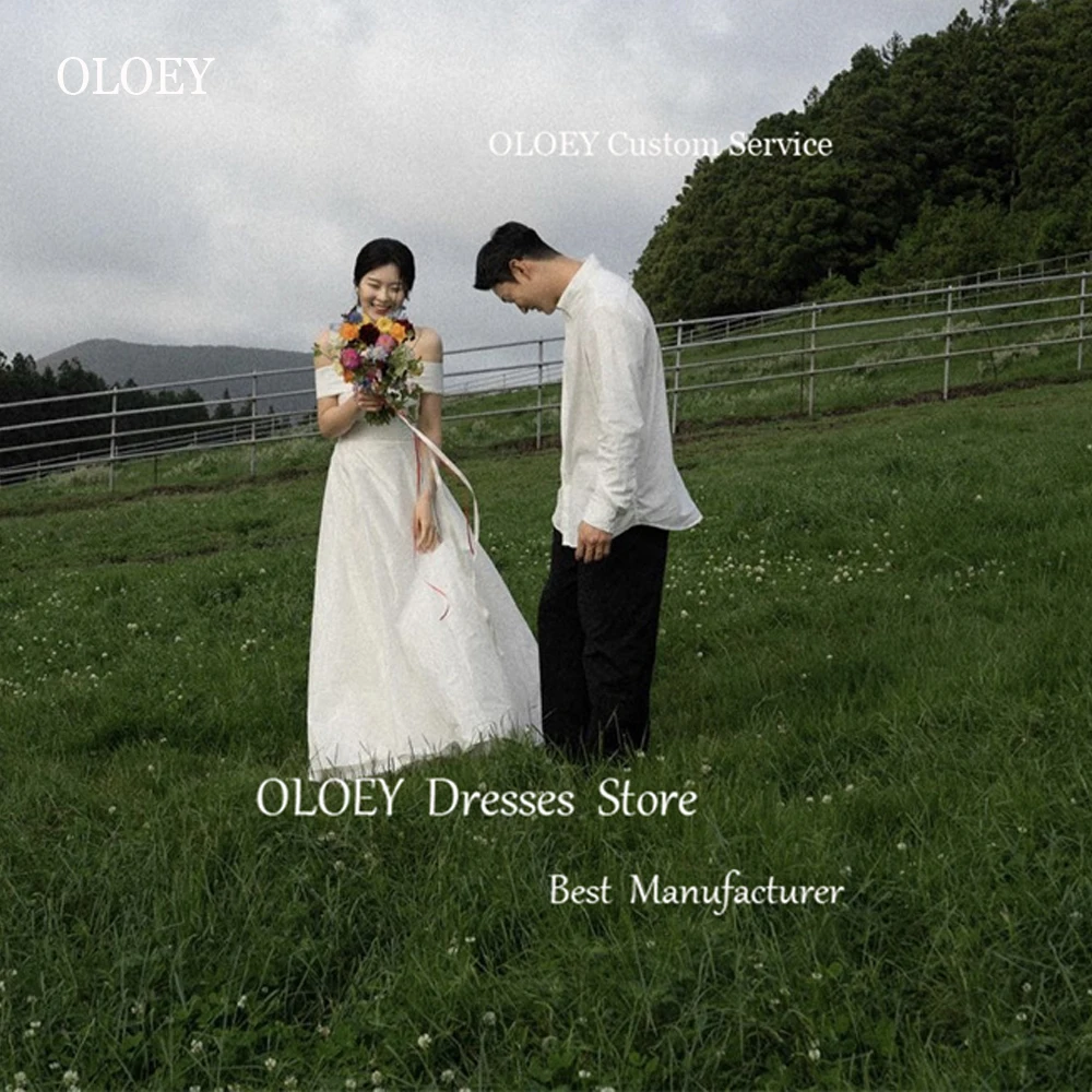 OLOEY Простые Корейские свадебные платья с открытыми плечами, без рукавов, длиной до пола, Свадебные платья, вечернее платье для свадьбы, сшитое на заказ . ' - ' . 0