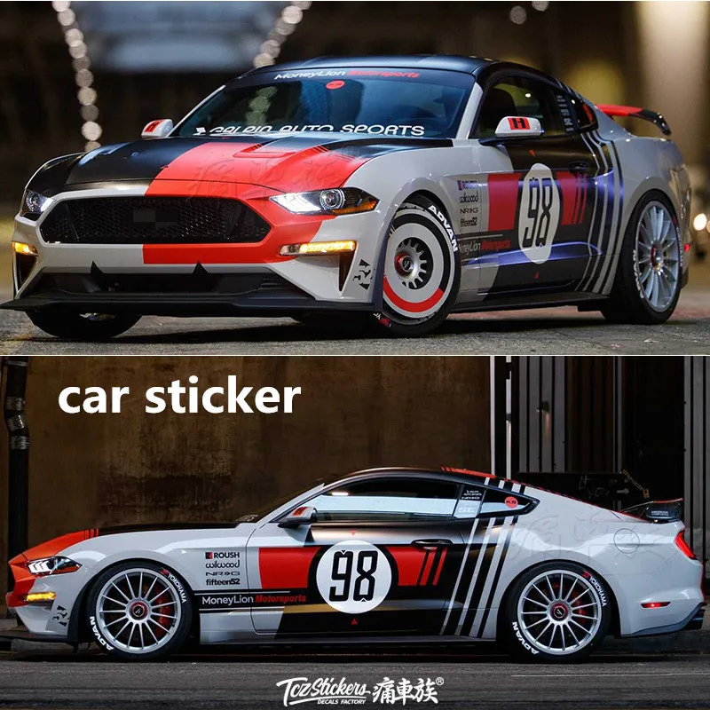 Автомобильные наклейки для Ford Mustang racing decoration модифицированная пленка для покраски кузова профессиональные пользовательские наклейки цветные наклейки . ' - ' . 0