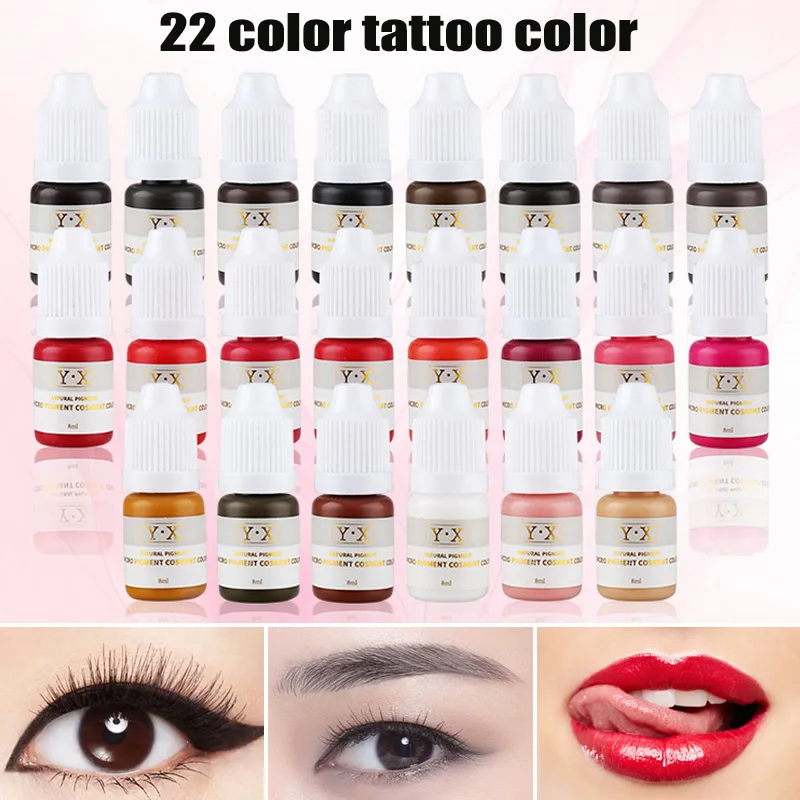 22 Цвета Растительных чернил для татуировки, Пигмент для полупостоянной подводки для бровей, Краска для губ, Пигмент для микроблейдинга, Цветные чернила для татуировки бровей . ' - ' . 0