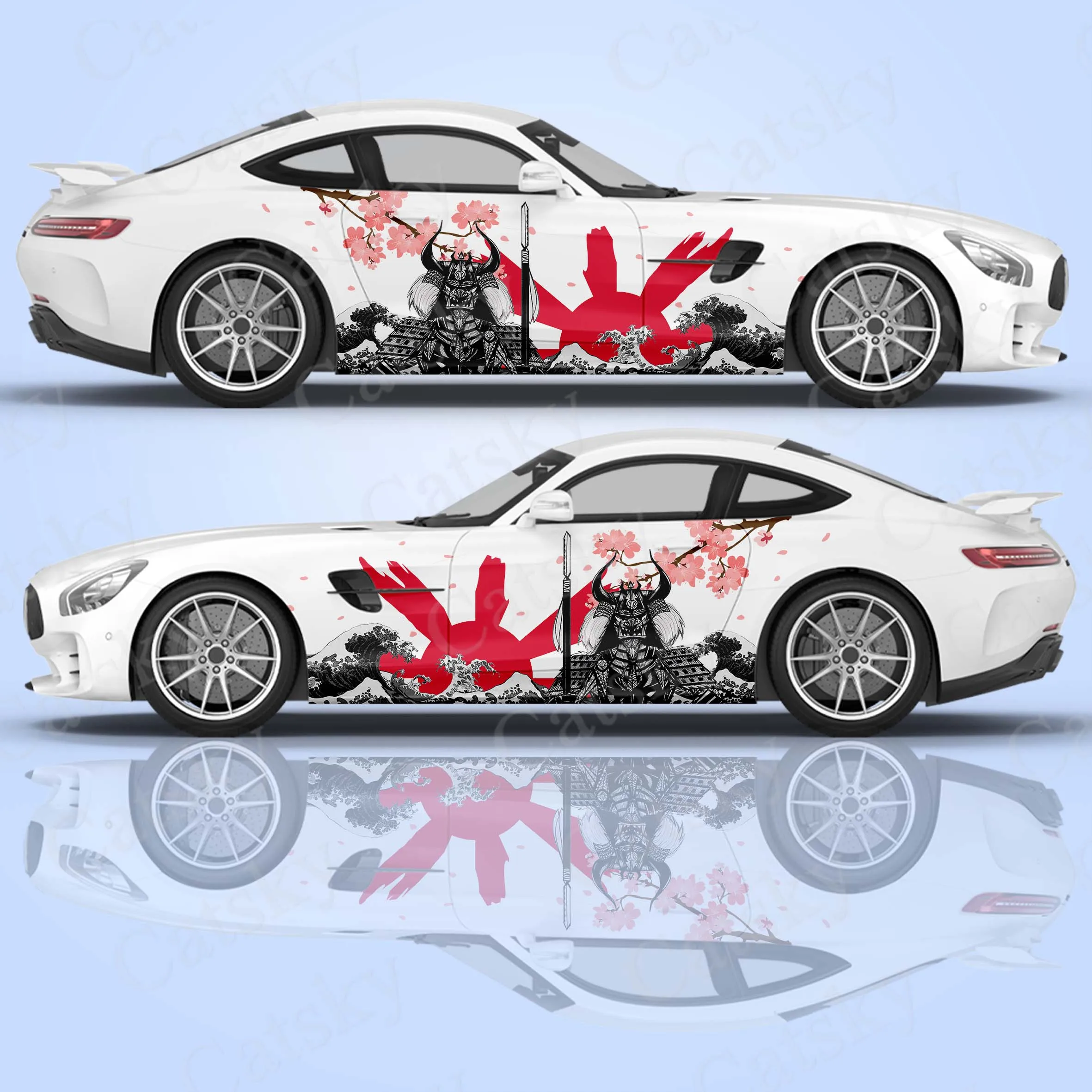 Наклейка на автомобиль в стиле Самурайского Японского искусства С Рисунком Логотипа, Боковая Обертка Автомобиля, Боковая графика Sakura Wave, Наклейка на автомобиль . ' - ' . 1