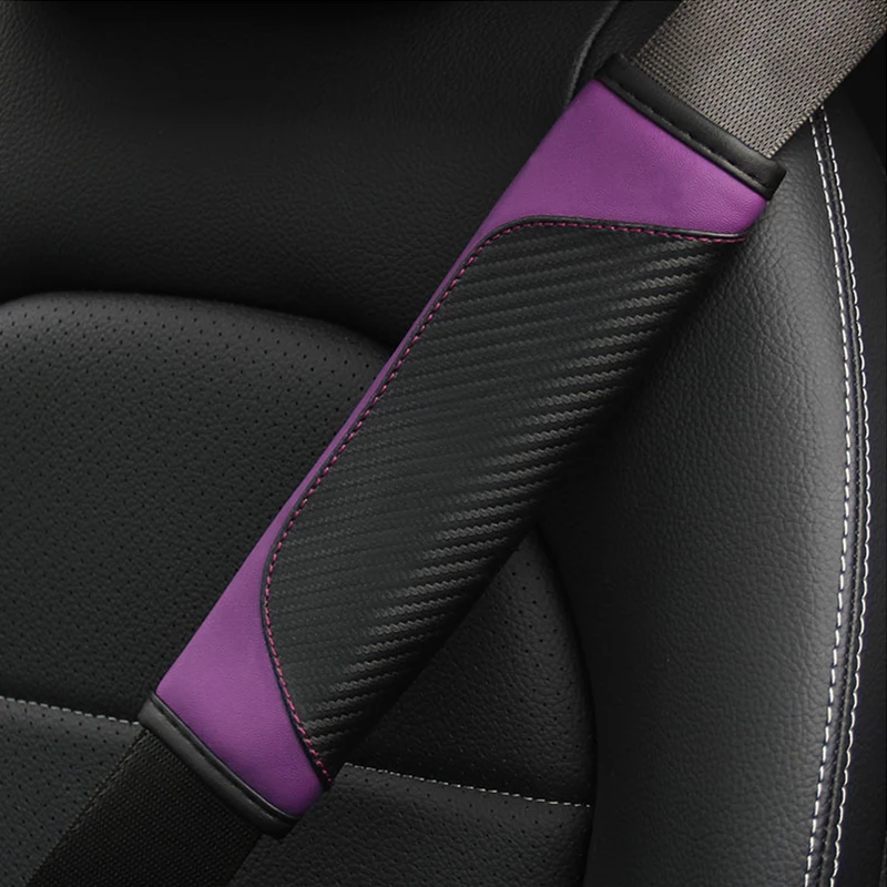 1 шт. Чехол для автомобильного ремня безопасности из искусственной кожи из углеродного волокна, Универсальный чехол для автомобильного ремня безопасности, защита плечевых накладок, автомобильные аксессуары для интерьера . ' - ' . 2