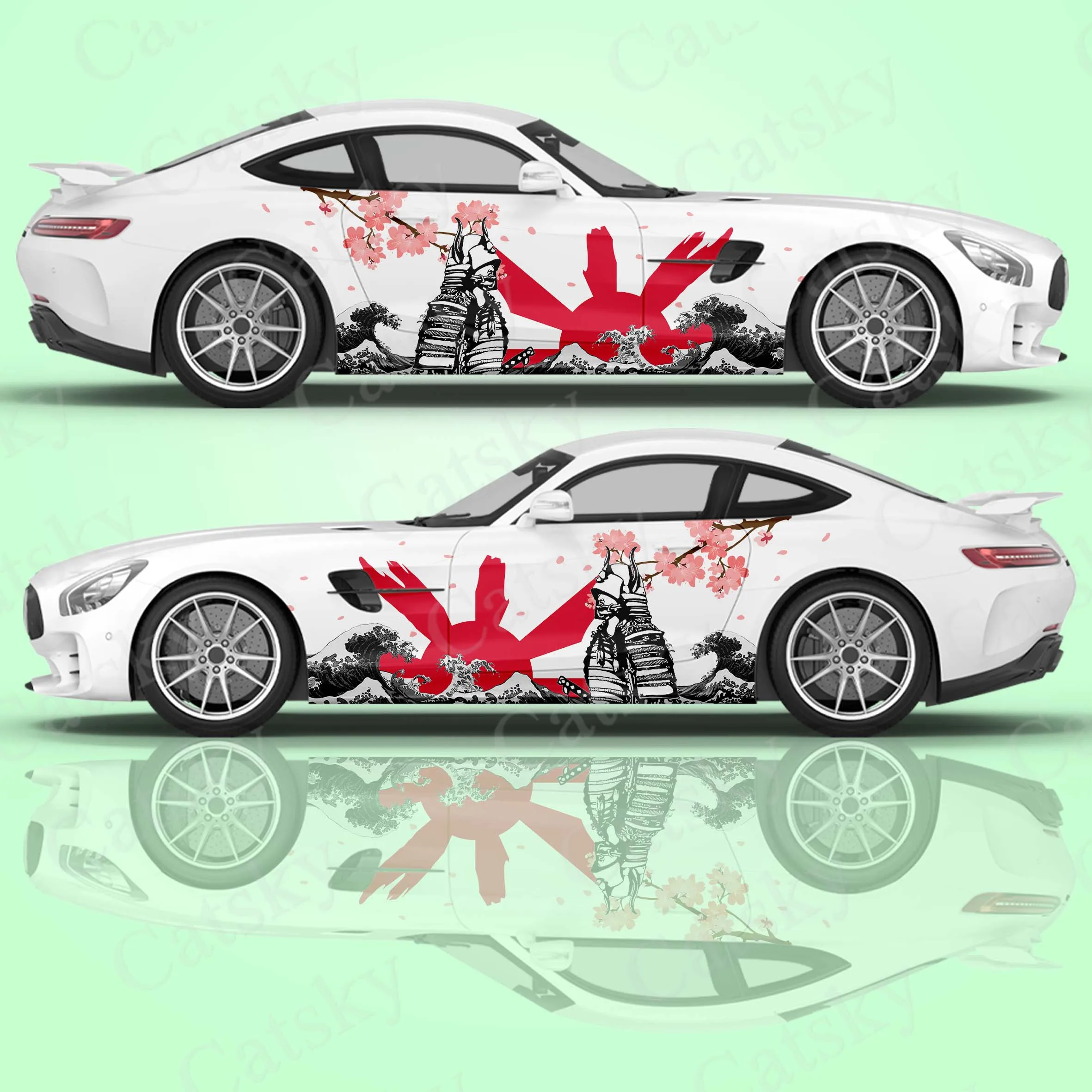 Наклейка на автомобиль в стиле Самурайского Японского искусства С Рисунком Логотипа, Боковая Обертка Автомобиля, Боковая графика Sakura Wave, Наклейка на автомобиль . ' - ' . 5