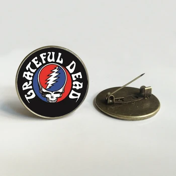 2-цветная брошь группы Grateful Dead, ювелирные изделия для любителей музыки, выпуклая купольная стеклянная брошь, ювелирные изделия, подарок для музыкального фестиваля