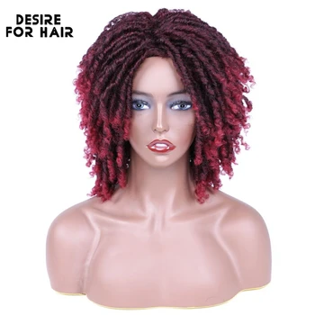 Desire for hair парик с дредами для мужчин, короткие вьющиеся плетеные синтетические парики с закруткой для женщин, черный бордовый цвет