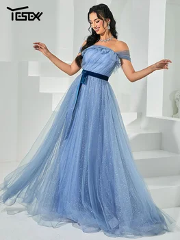 Yesexy Сетчатое Свадебное Синее Длинное платье Подружки невесты с открытой спиной, Элегантные вечерние платья для женщин 2023 Vestidos