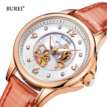 Бренд BUREI, Женские модные часы-браслет, женские Роскошные Водонепроницаемые Повседневные Кварцевые наручные часы с Полым Кристаллом Relogio Feminino 2022
