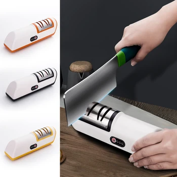 Бытовая точилка для зарядки через USB, Профессиональная электрическая точилка, 2-ступенчатая система заточки, 4-скоростная точилка для лезвий кухонных ножей