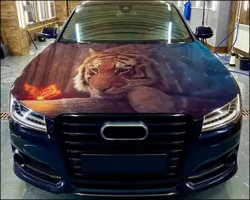 Виниловая наклейка Tiger на капот автомобиля, полноцветная наклейка # 2, подходит для любого автомобиля