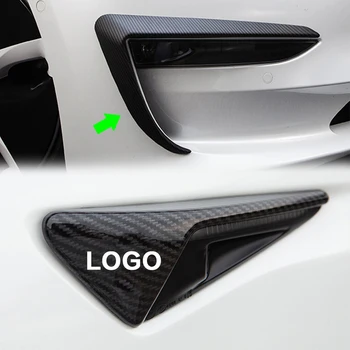 Для Tesla Модель 3 Рамка передних противотуманных фар + Боковая защита камеры Логотип На Крыле ABS Углеродное волокно Глянцевое/матовое 2022 Доступное сочетание