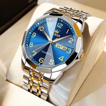 Лучшие брендовые оригинальные роскошные часы для мужчин Подарочный набор Водонепроницаемые кварцевые аналоговые классические наручные часы из нержавеющей стали, легко читаемые, мужские