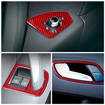 Модификация панели управления дверью, окном автомобиля из красного углеродного волокна, накладка, декоративная наклейка для аксессуаров интерьера Audi TT
