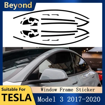 Наклейка на Оконную Раму Автомобиля для Tesla Модель 3 Аксессуары Для внешней Отделки ПВХ Дверная Ручка Черные Защитные Полосы 2017-2020