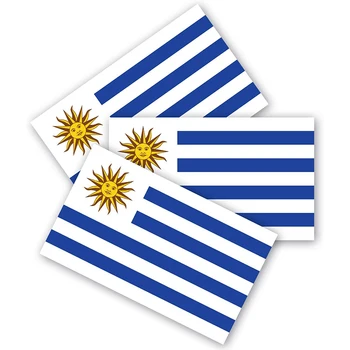 Наклейки с уругвайским флагом на бампер, 3 упаковки, изготовлены из прочного водонепроницаемого материала, виниловые наклейки на багажник мотоциклетного шлема
