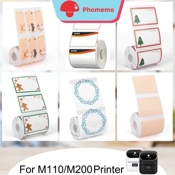 Новая Термопапель Phomemo для принтеров M110/M200, этикетки для домашнего Офиса, Красочная клейкая бумага, Круглая Квадратная бумага для печати, наклейка