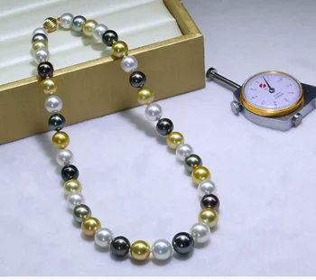 Огромное Натуральное 11-13 мм Морское натуральное Многоцветное Круглое Жемчужное Ожерелье, ювелирные Серьги