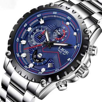 Роскошные наручные часы Для мужчин, Оригинальный водонепроницаемый бренд, Календарь, Хронограф, полоса из нержавеющей стали, световой дисплей, Повседневный Бизнес
