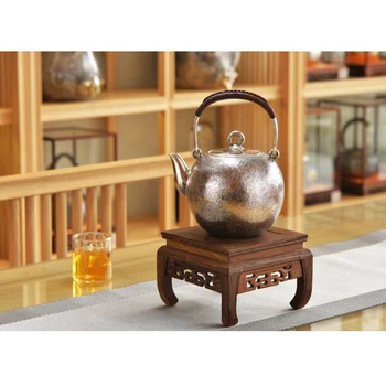 Серебряный горшок из стерлингового серебра 999 пробы, чайный набор ручной работы, японский ретро-чайник, чайник для домашней чайной церемонии, чайный набор кунг-фу, 700 мл