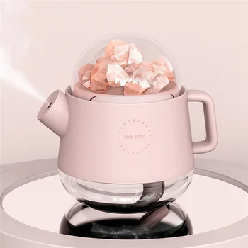 Увлажнители с соляным камнем, Настольные Увлажнители для офиса, Креативный чайник, Нано-спрей, Увлажнитель воздуха, диффузор эфирного масла, розовый