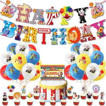 Украшение Цирковой Тематической вечеринки С животными, Письмо Детям на День Рождения, Баннер, Флаг, Открытка для Торта, Набор воздушных шаров