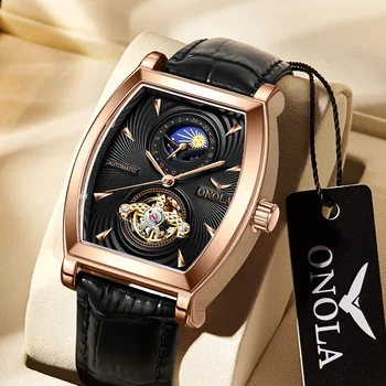 Часы ONOLA Orona Модный бренд Роскошного Оборудования Полностью автоматические часы Sun Moon Star Мужские часы