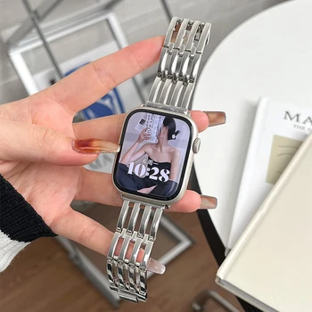 Ювелирный Браслет для Apple Watch Band 8 Ultra 49 мм 7 SE 6 5 4 3 iwatch 41 мм 45 мм 38/42 мм 44-40 мм Ремешок Женский Металлический Браслет